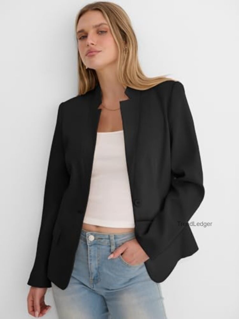 Womens Blazer Business Casual Long Sleeve Lapel Open Front Suit Jacket Dressy - Picture 4 of 7